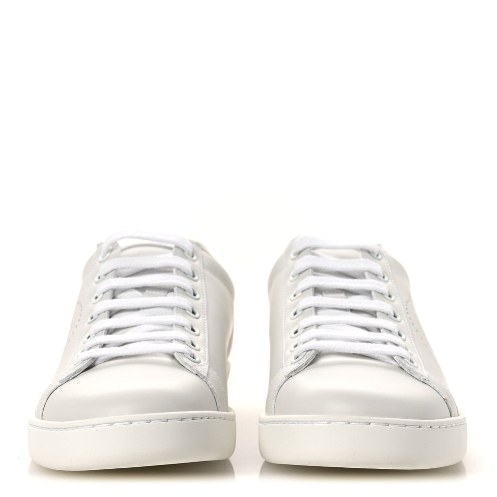 Gucci Calfskin Interlocking G Perforated Womens Ace Sneakers 37 White Grey Sky