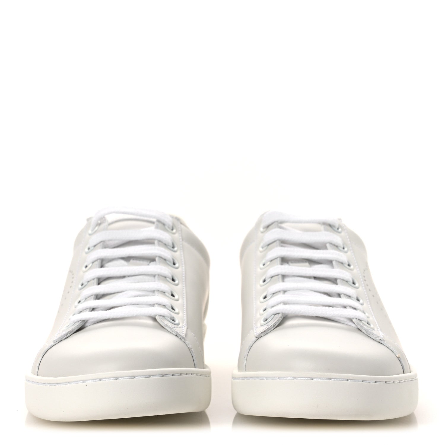 Gucci Calfskin Interlocking G Perforated Womens Ace Sneakers 37 White Grey Sky