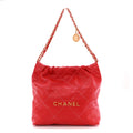 Chanel Shiny Calfskin Stitched Quilted Small Chanel 22 Red