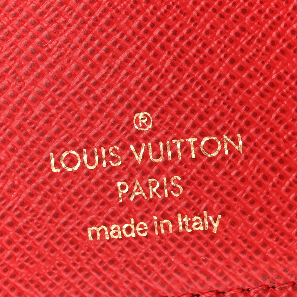 Louis Vuitton Damier Ebene Lou Zippy Compact Wallet Cerise Red