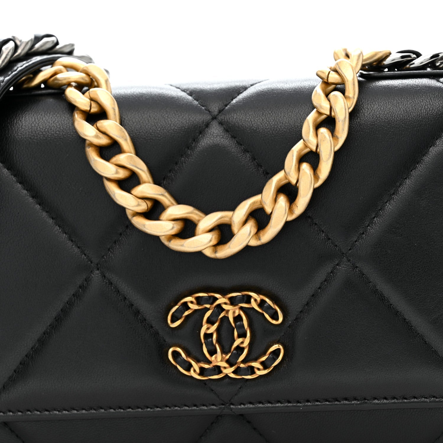 Chanel Lambskin Quilted Chanel 19 Wallet On Chain WOC Black
