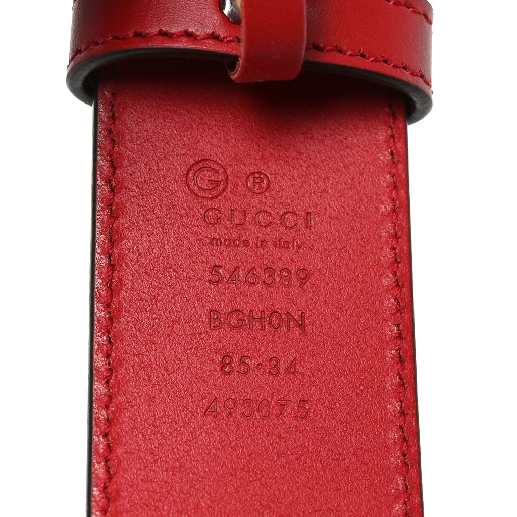 Gucci Selleria Calfskin Mens Interlocking G 37mm Belt 85 34 Rosso
