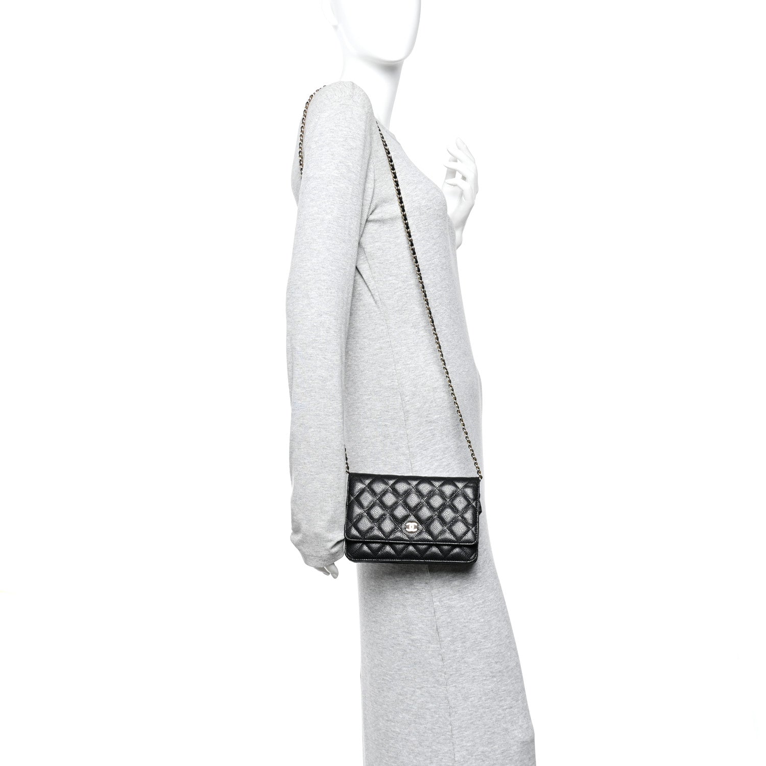 Chanel Caviar Quilted Wallet on Chain WOC Black