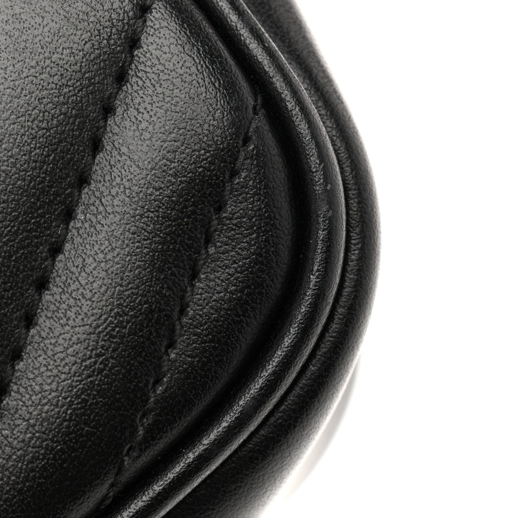 Gucci Calfskin Matelasse Monochrome Small GG Marmont Chain Shoulder Bag Black