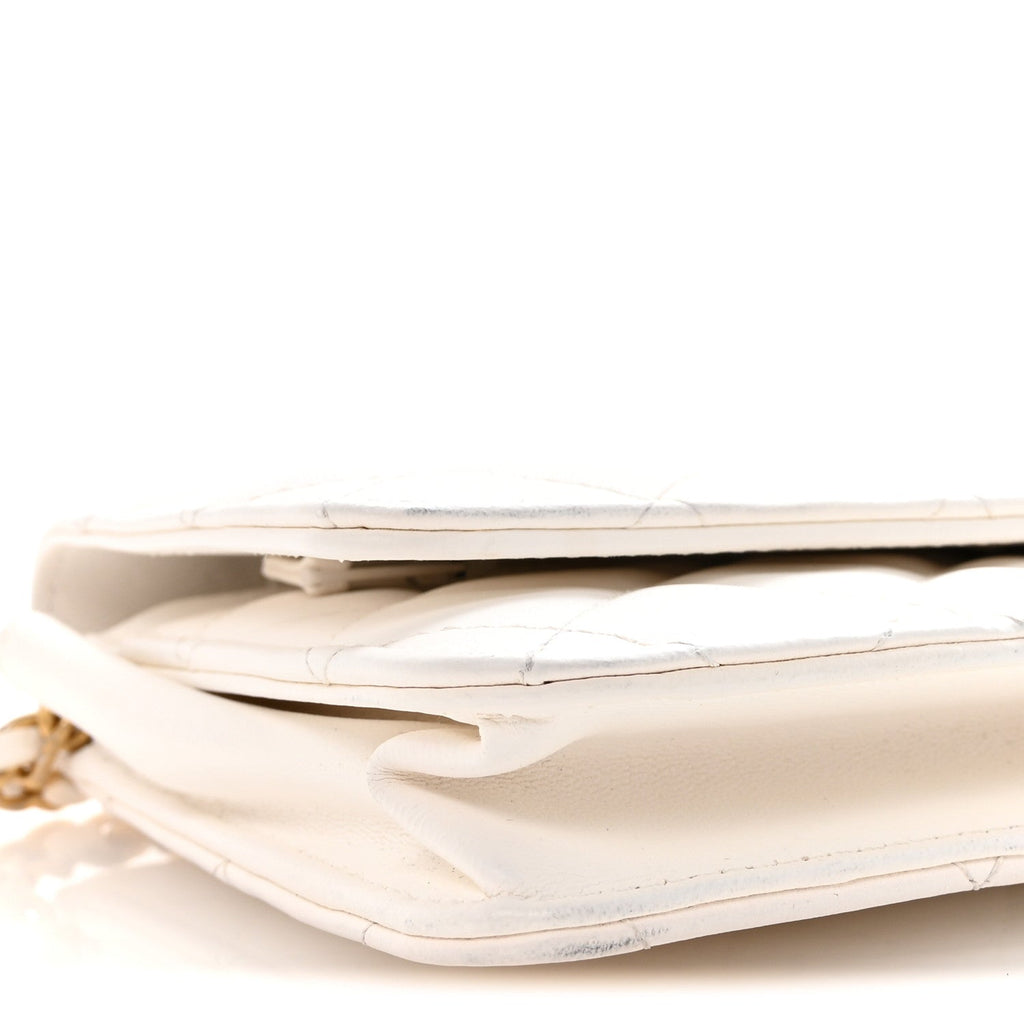 Chanel Lambskin Quilted Romance Wallet On Chain WOC White