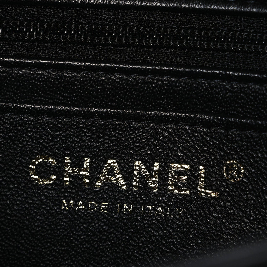 Chanel Lambskin Quilted Mini Top Handle Rectangular Flap Black