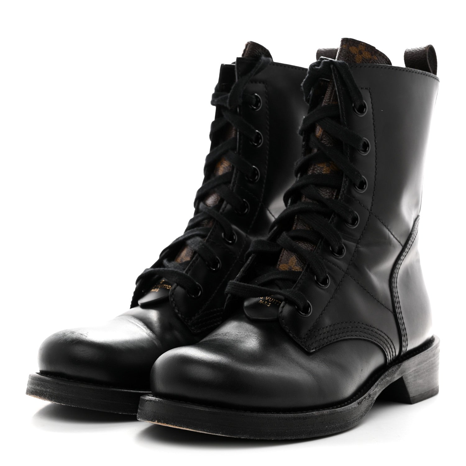 Louis Vuitton Calfskin Monogram Metropolis Flat Ranger Boots 39 Black