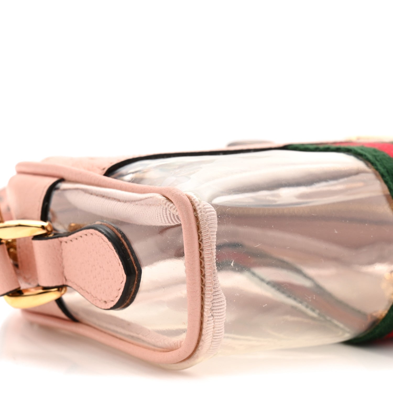 Gucci Vinyl Web Mini Ophidia Transparent Shoulder Bag Perfect Pink