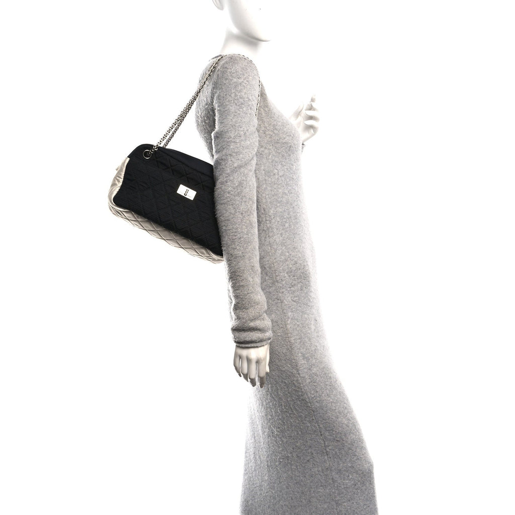 Chanel Jersey Reissue Quilted Camera Case  Black White
