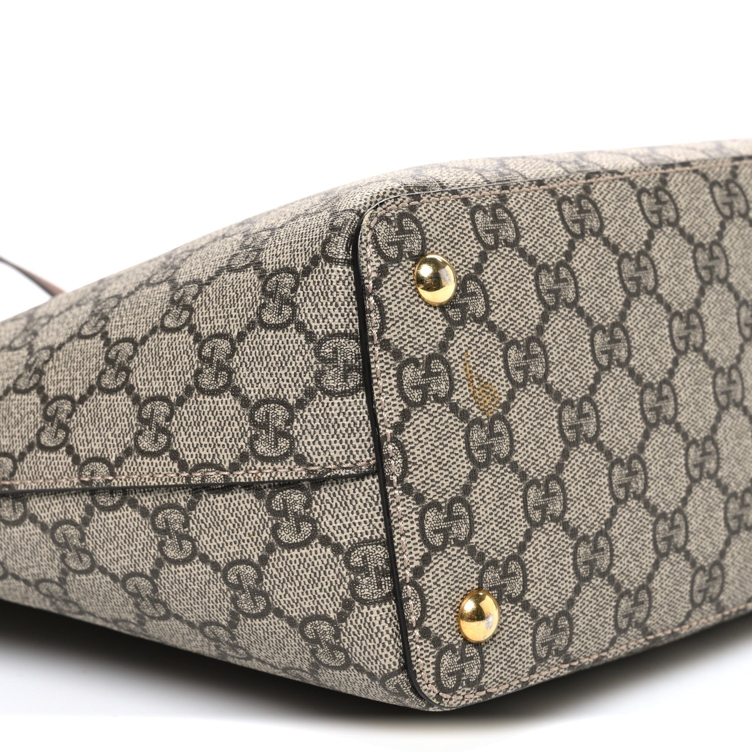 Gucci GG Supreme Monogram Medium Zippered Bucket Tote Beige Tuscany