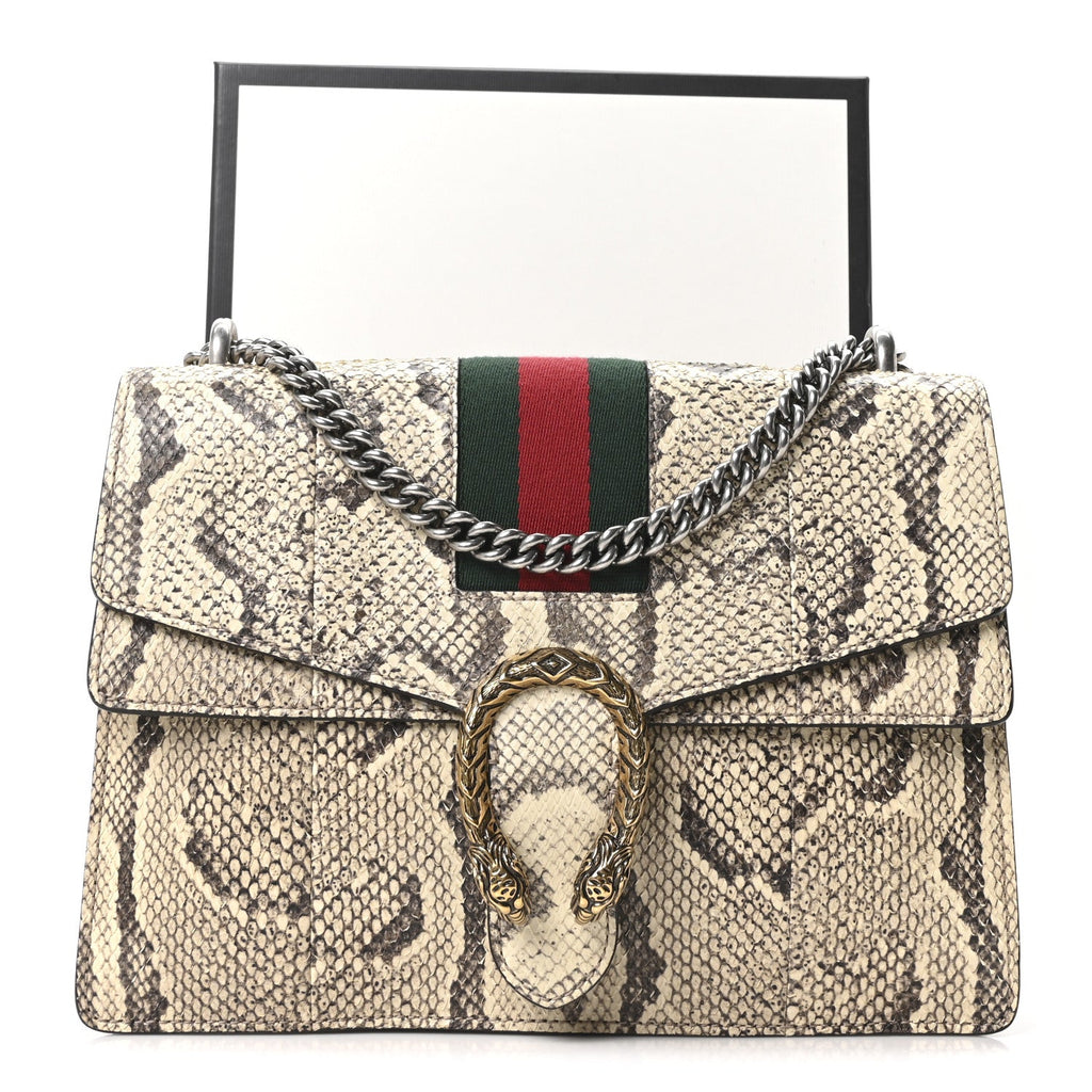 Gucci Snakeskin Web Medium Dionysus Shoulder Bag Natural