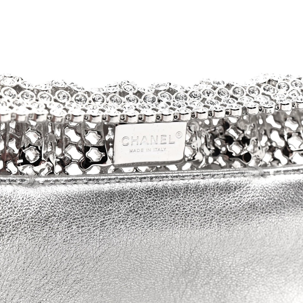 Chanel Crystal Embellished Metallic Lambskin Mini Chanel 22 Silver