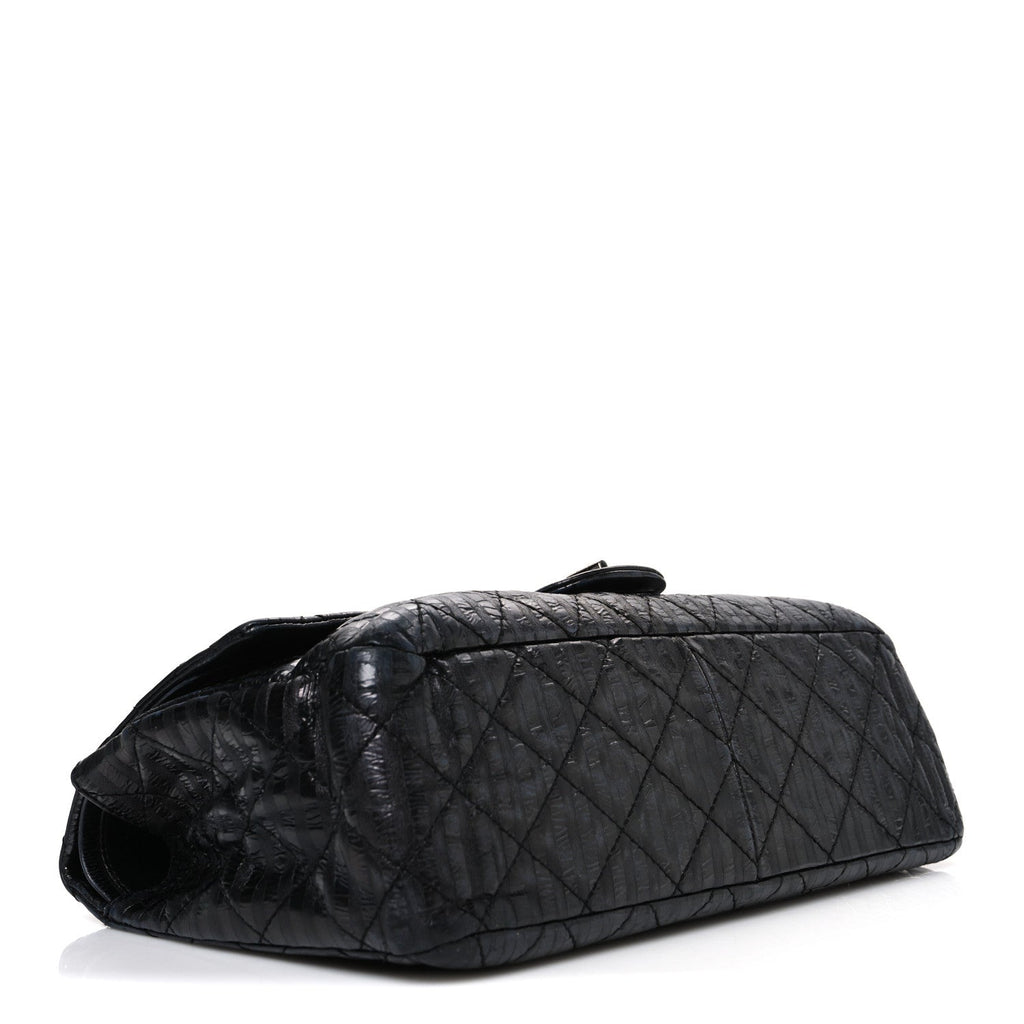 Chanel Metallic Calfskin Striped 2.55 Reissue 227 Flap Black