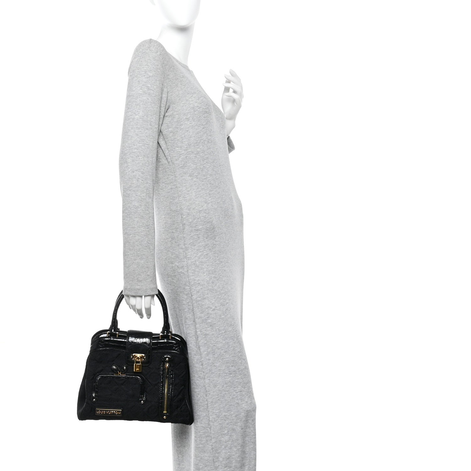 Louis Vuitton Monogram Silk Pony Hair Alligator Trim Linda Black