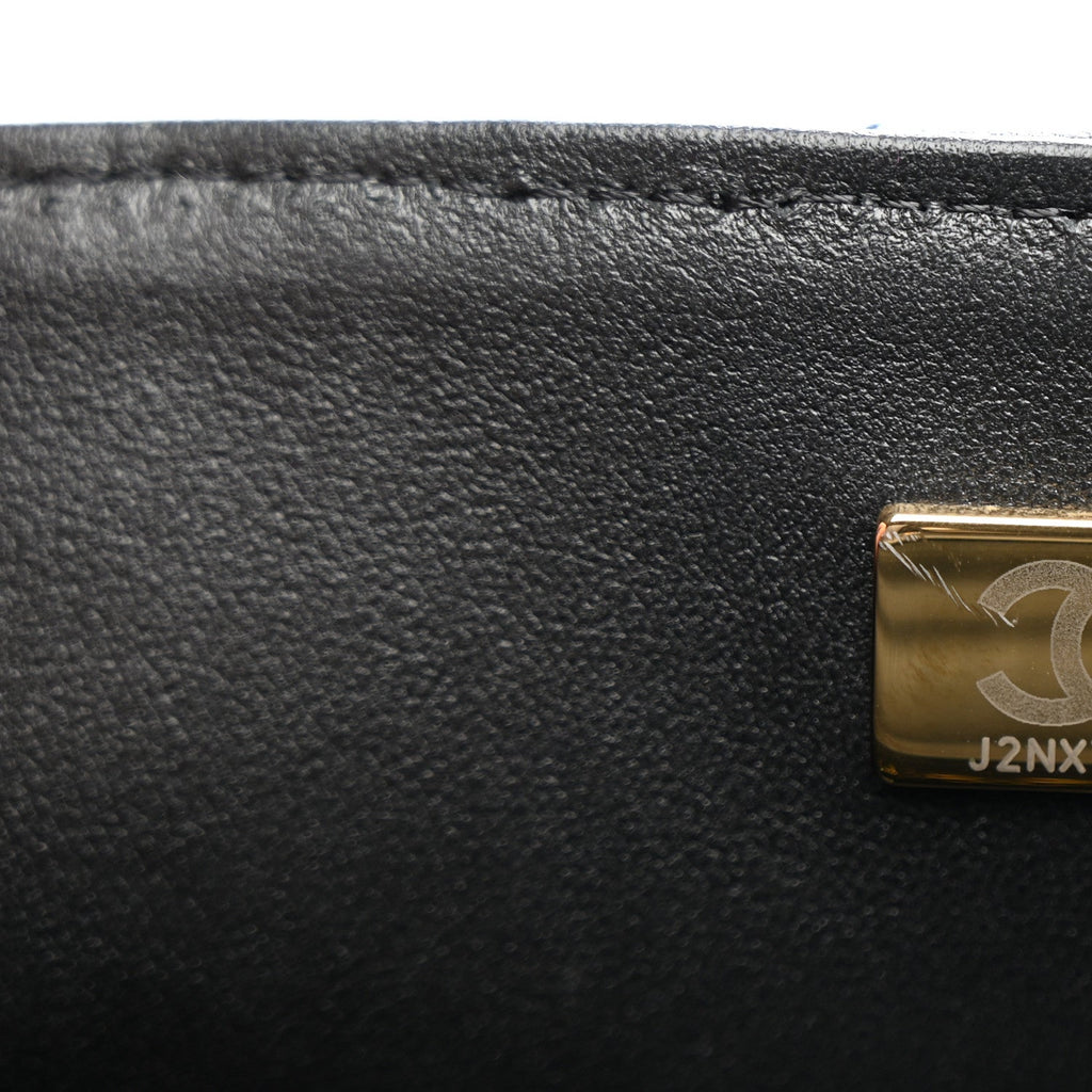 Chanel Lambskin Quilted Mini Top Handle Rectangular Flap Black