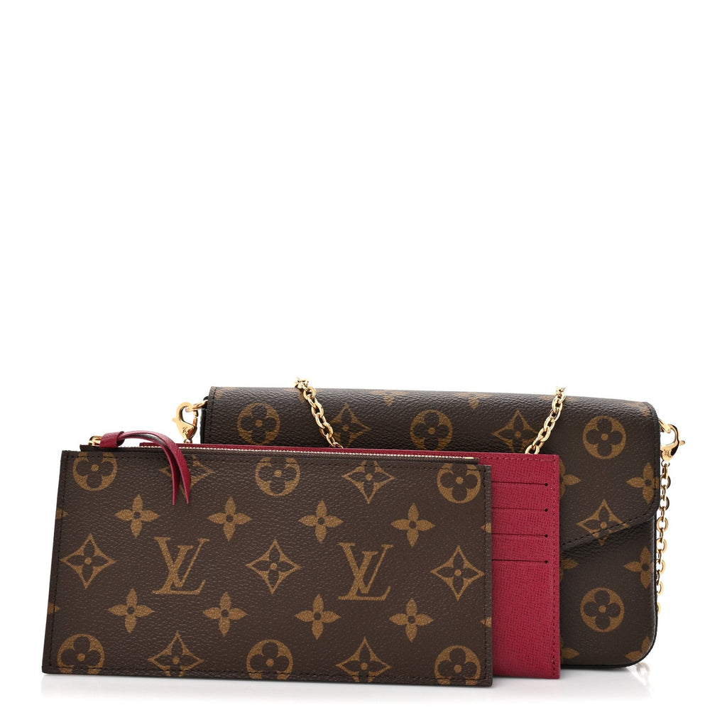 Louis Vuitton Monogram Pochette Felicie Chain Wallet Fuchsia