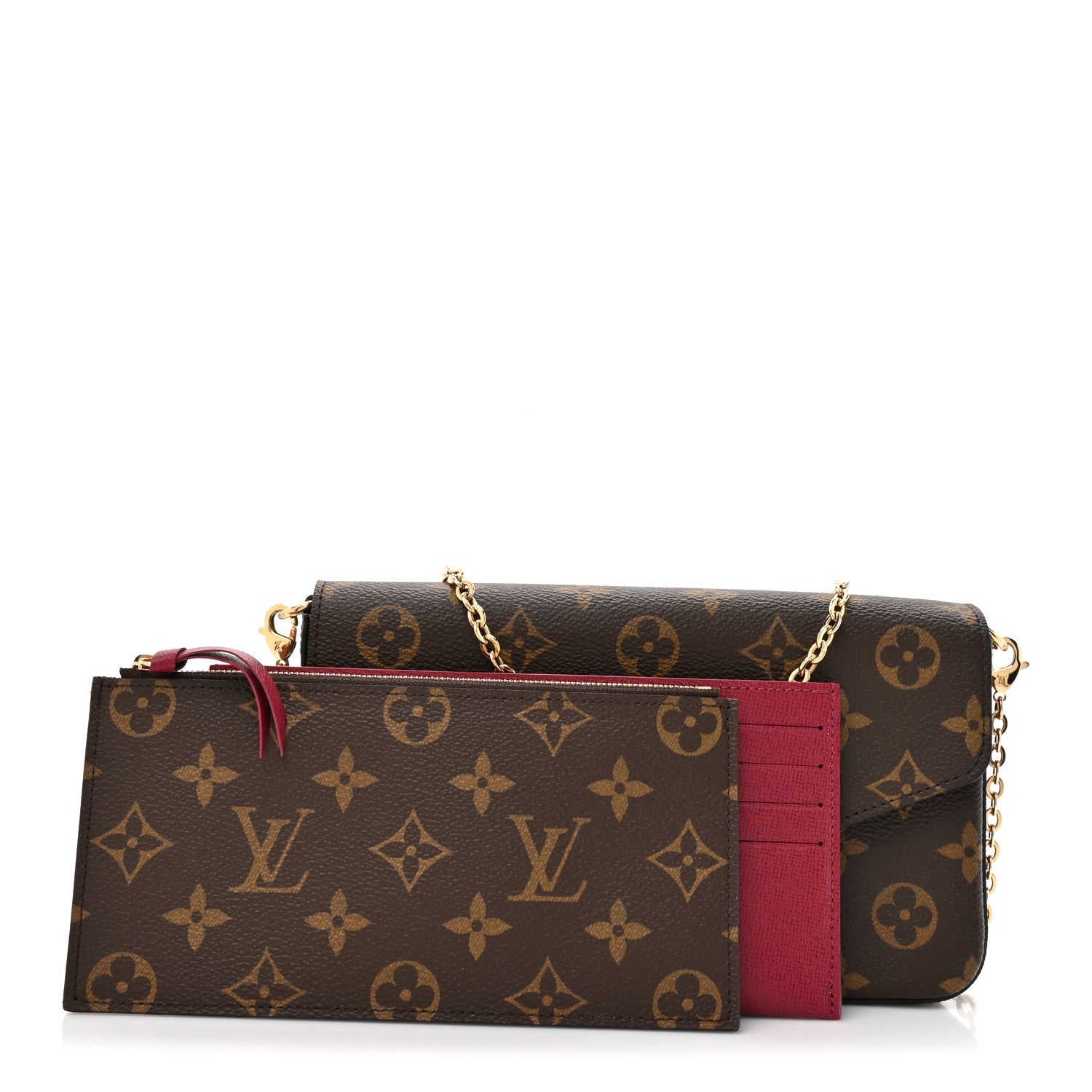 Louis Vuitton Monogram Pochette Felicie Chain Wallet Fuchsia