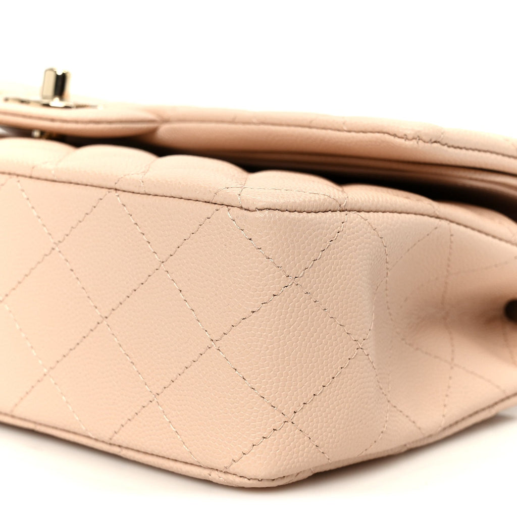Chanel Caviar Quilted Medium Double Flap Light Beige