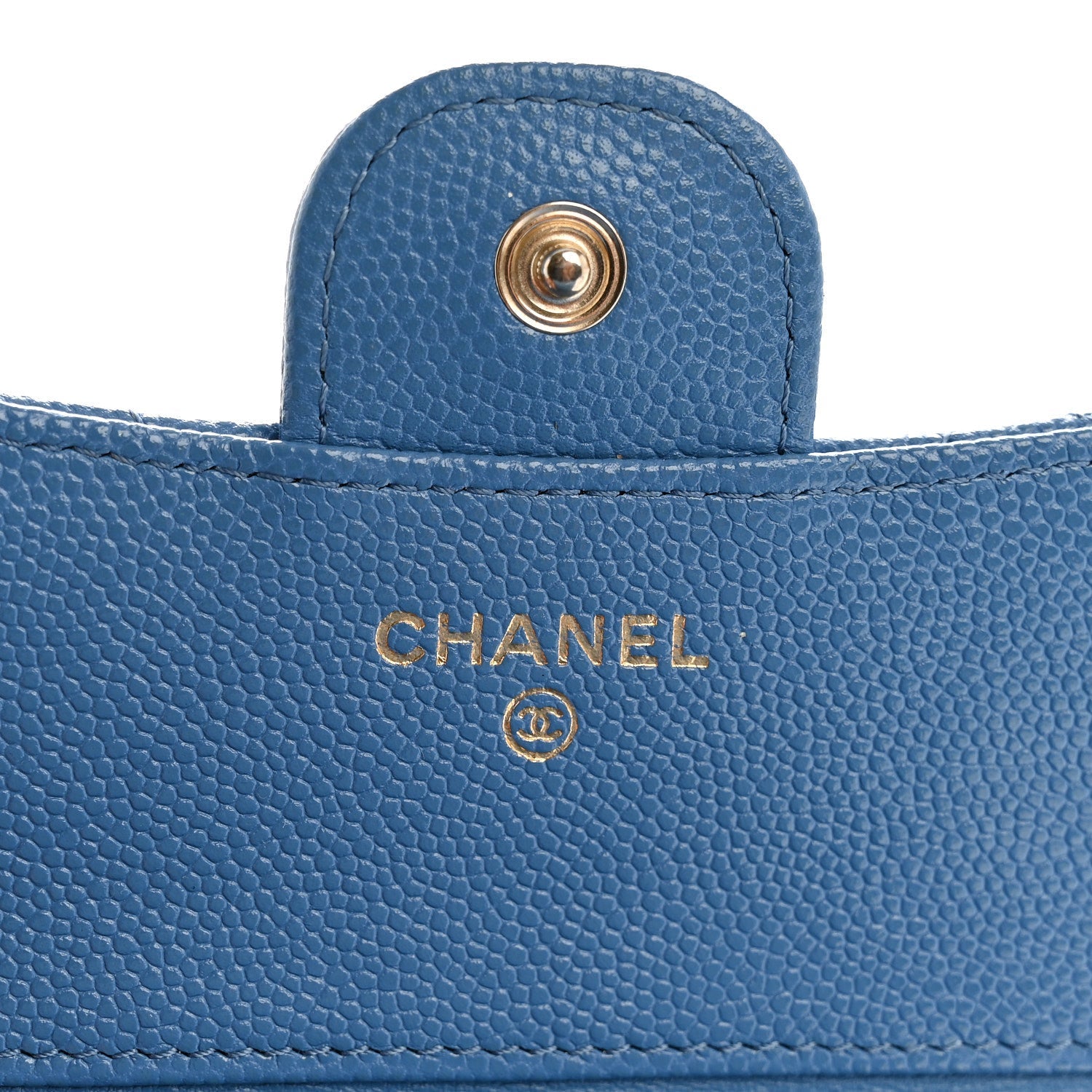 Caviar Quilted Compact Flap Wallet Blue