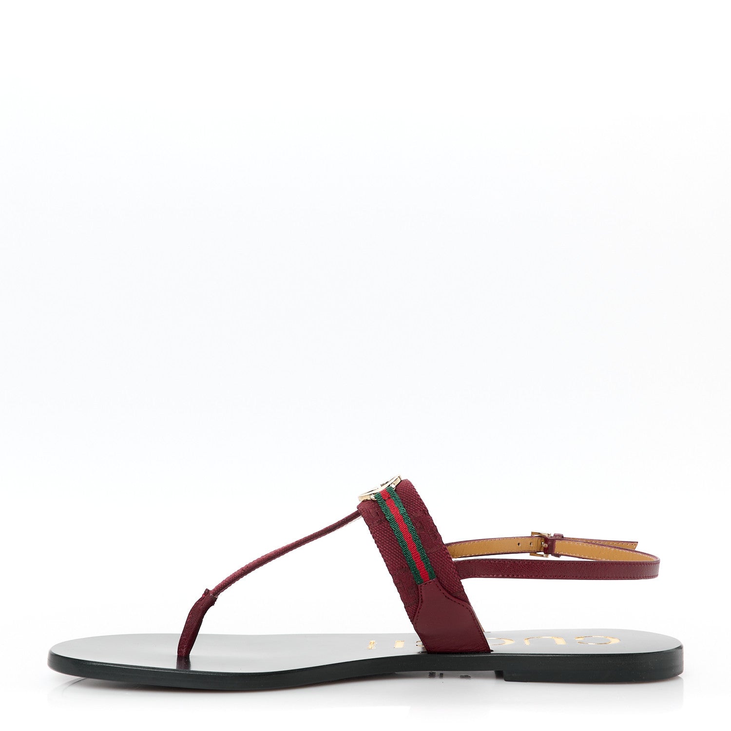 Gucci New Canvas GG Malaga Kid Web Interlocking G Womens Thong Sandals 40.5 Rosso Ancora