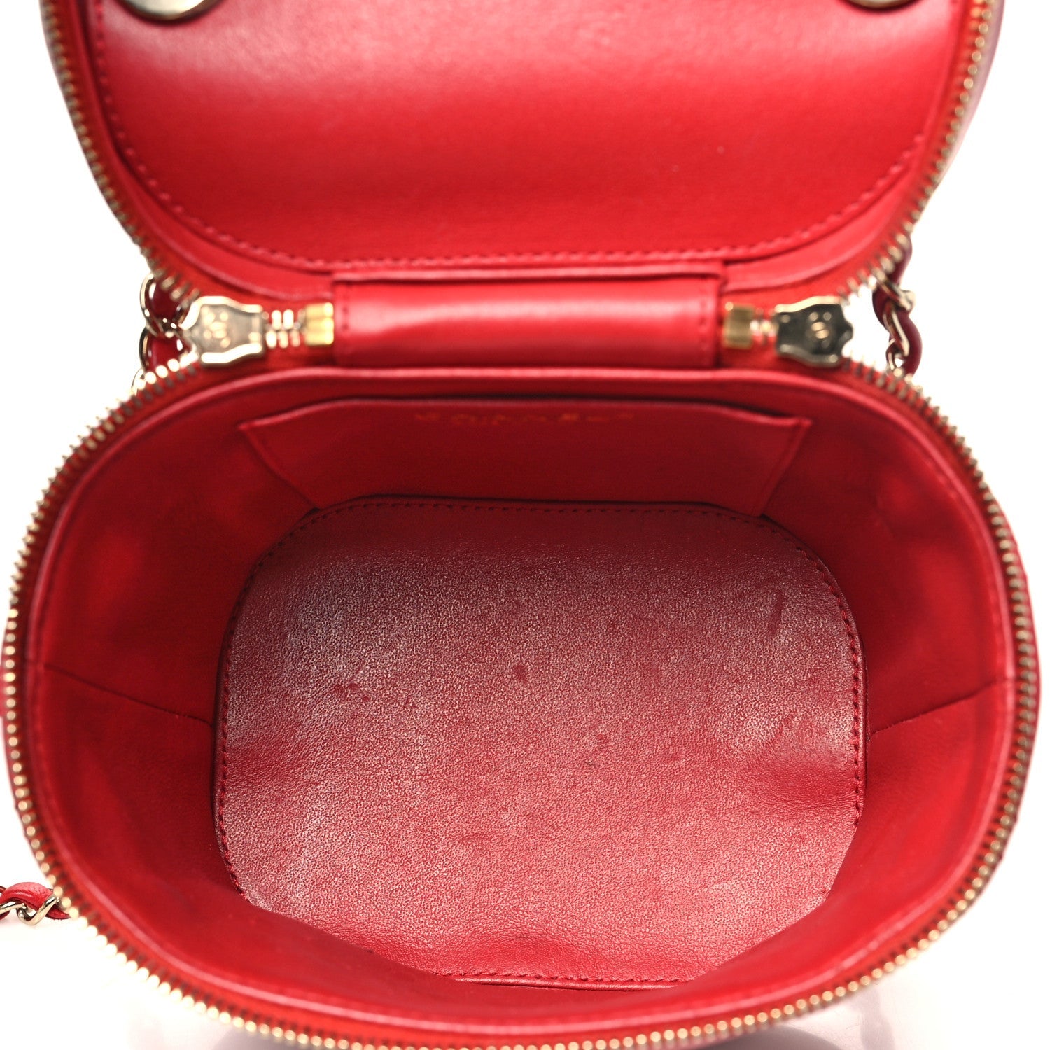 Chanel Lambskin Quilted Trendy Vanity Case Red