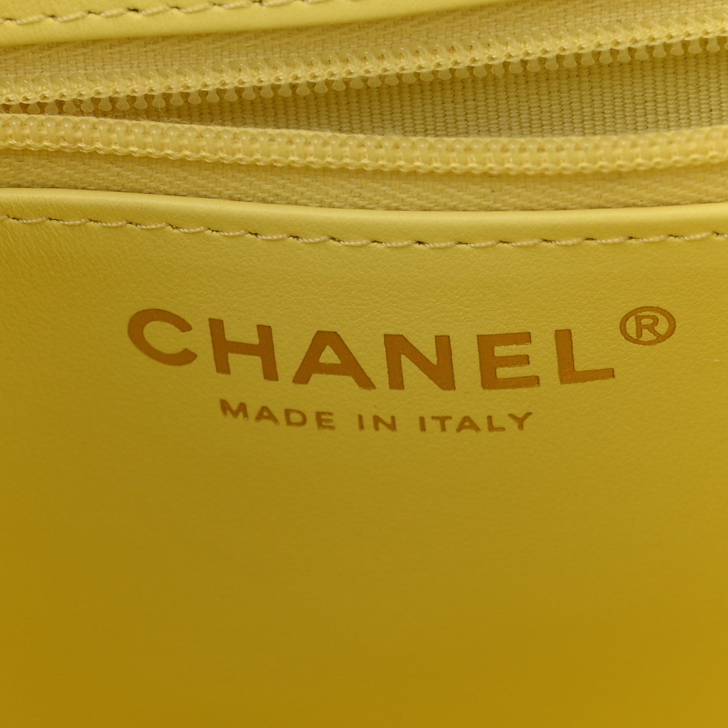 Chanel Shiny Aged Calfskin Quilted Nano Kelly Shopper Light Yellow