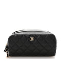 Chanel Caviar Quilted Toiletry Case With Chain Black