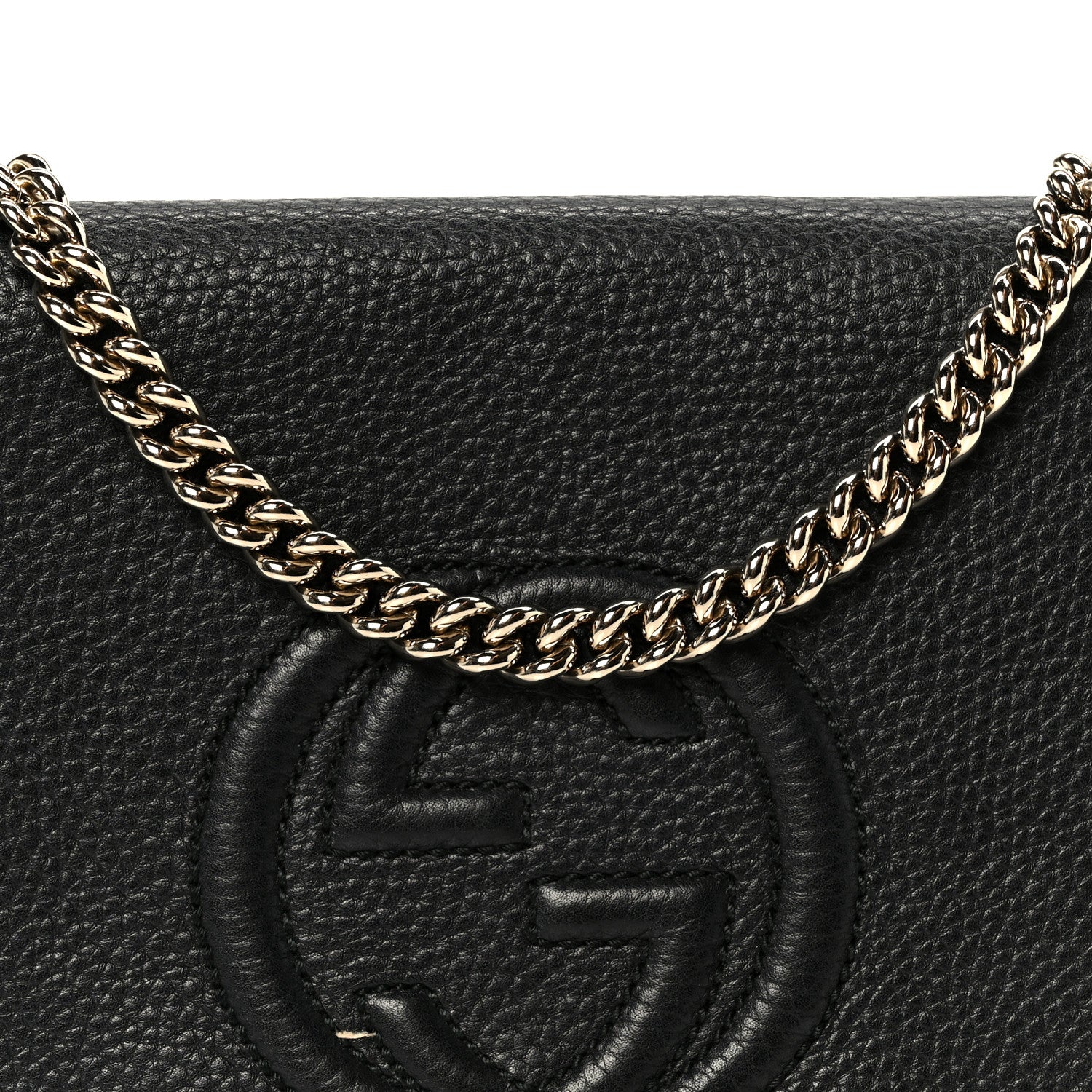 Gucci Pebbled Calfskin Medium Soho Flap Crossbody Black