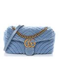 Gucci Merino Wool Matelasse Small GG Marmont Shoulder Bag Cadet Blue