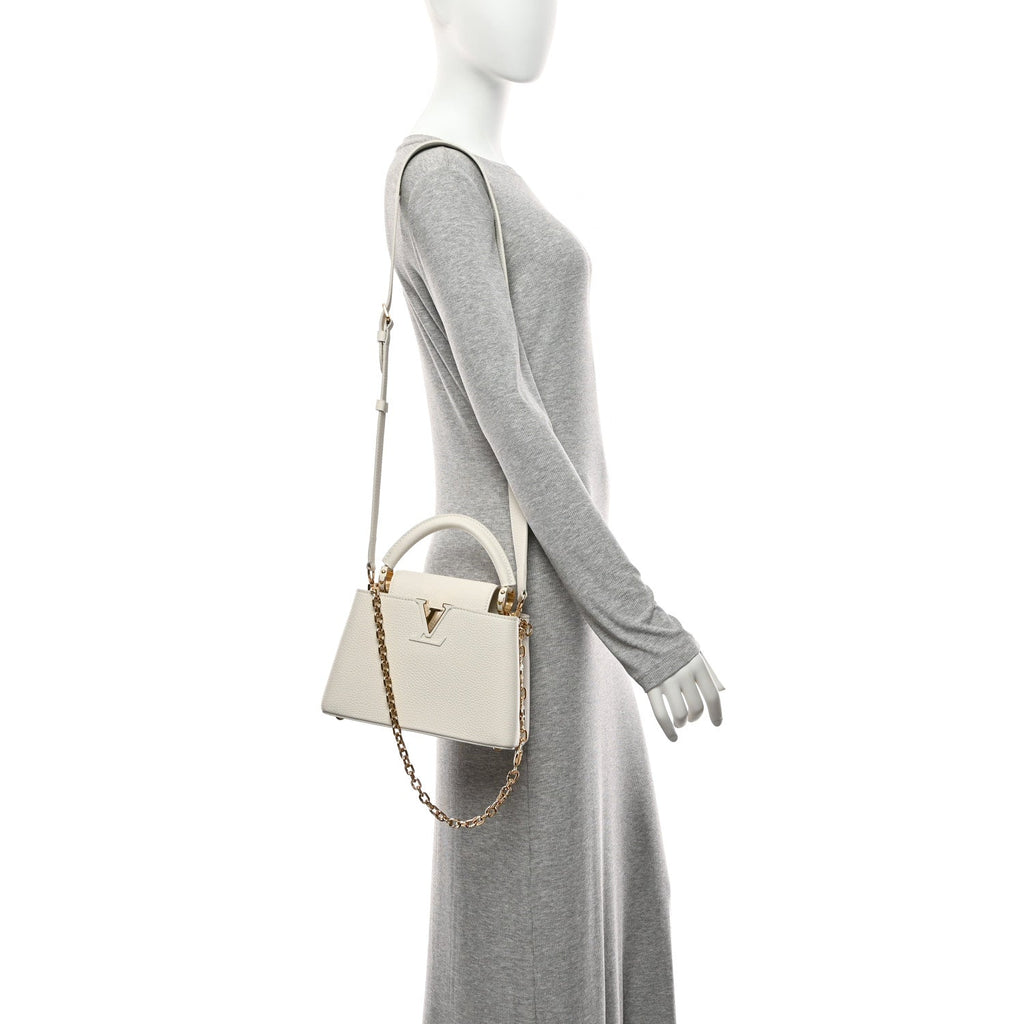 Louis Vuitton Taurillon Small Chain My Capucines Snow