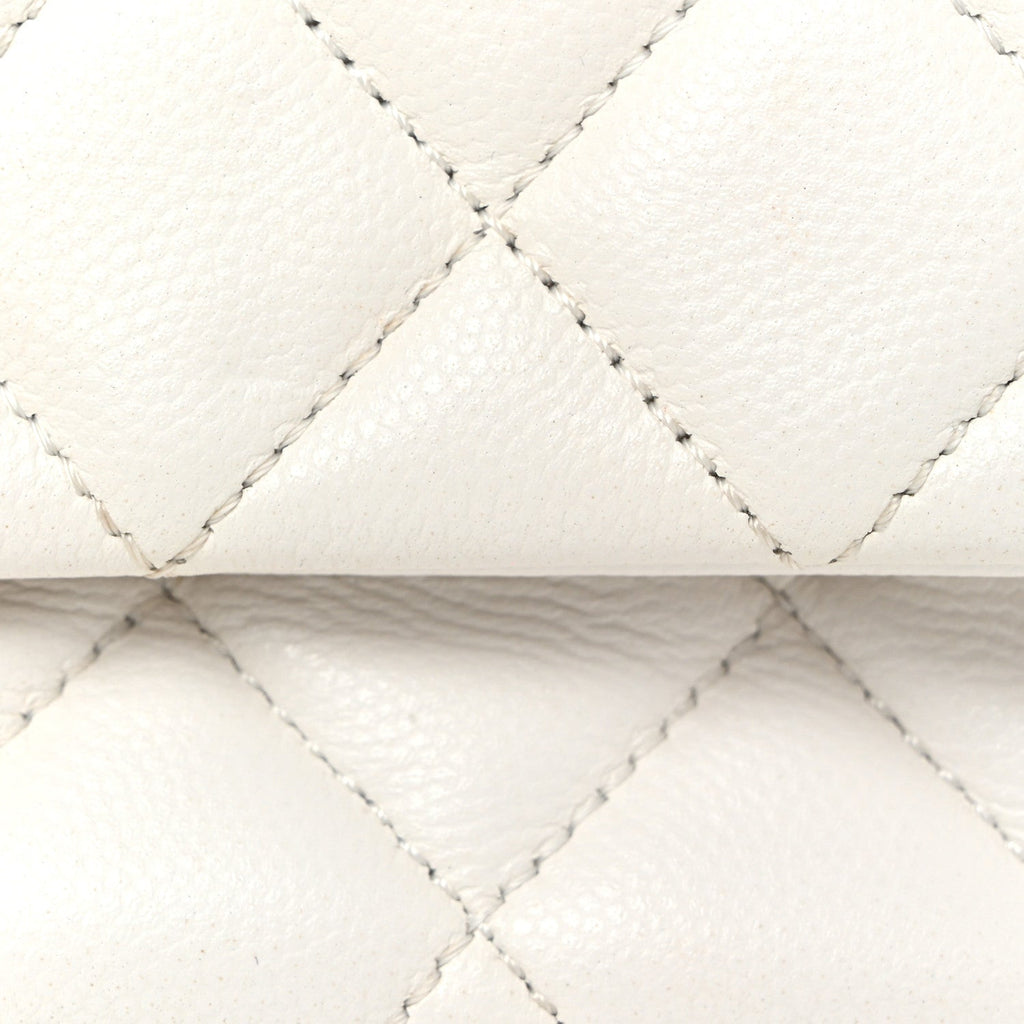 Chanel Caviar Quilted Small Top Handle Flap With Chain White