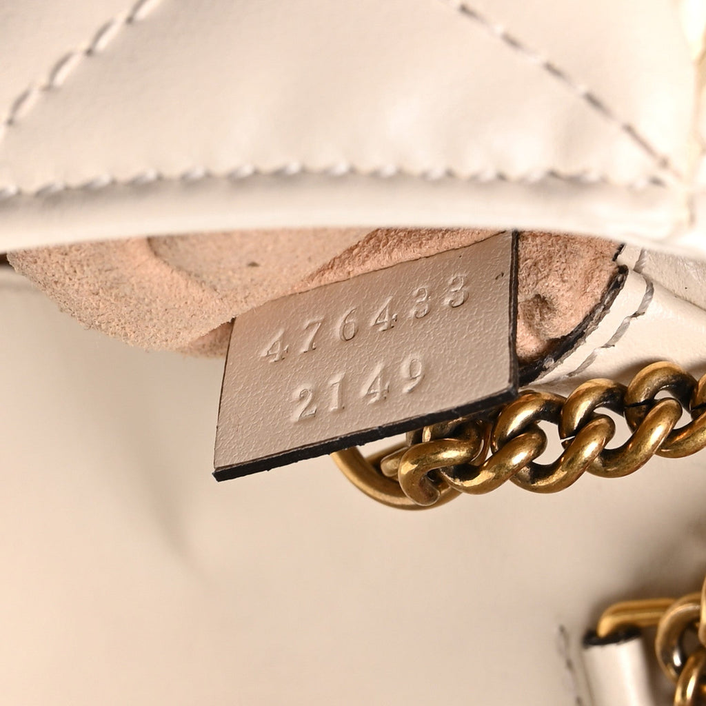 Gucci Calfskin Matelasse Super Mini GG Marmont Shoulder Bag White