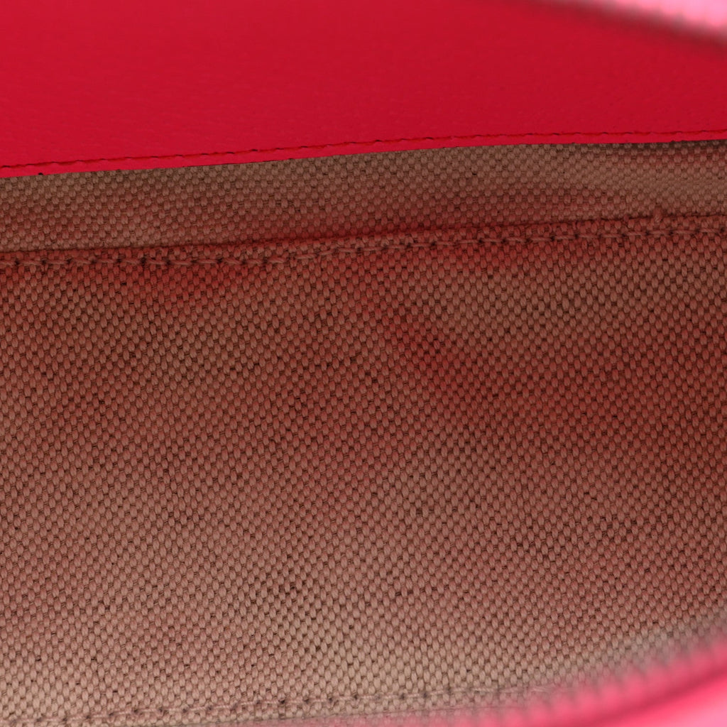 Gucci GG Supreme Monogram Textured Dollar Calfskin Web Ophidia Small Crossbody Bag Beige Ebony Fuchsia