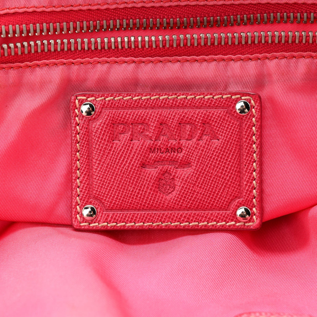 Prada Tessuto Nylon Saffiano Tote Papaya Ibisco
