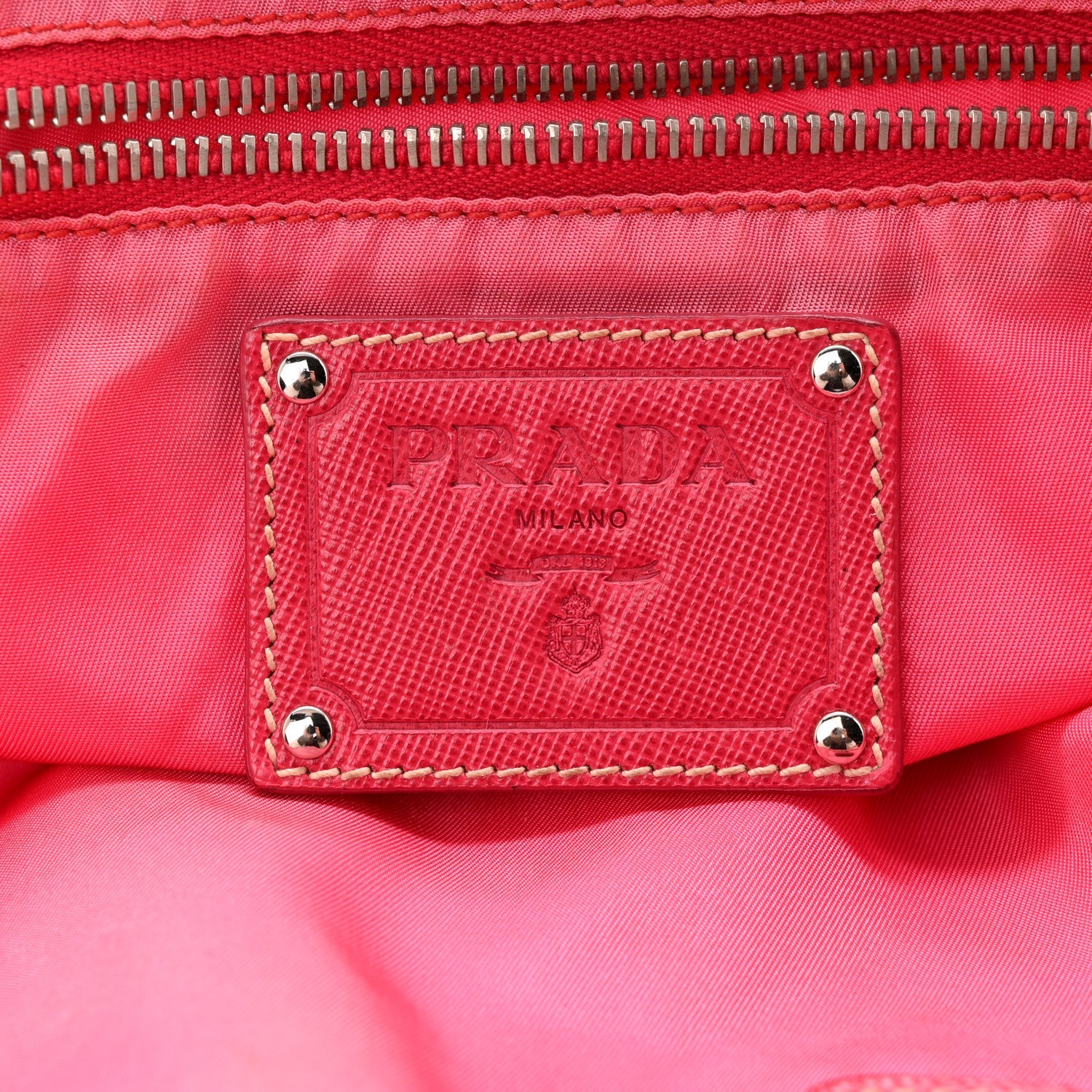 Prada Tessuto Nylon Saffiano Tote Papaya Ibisco