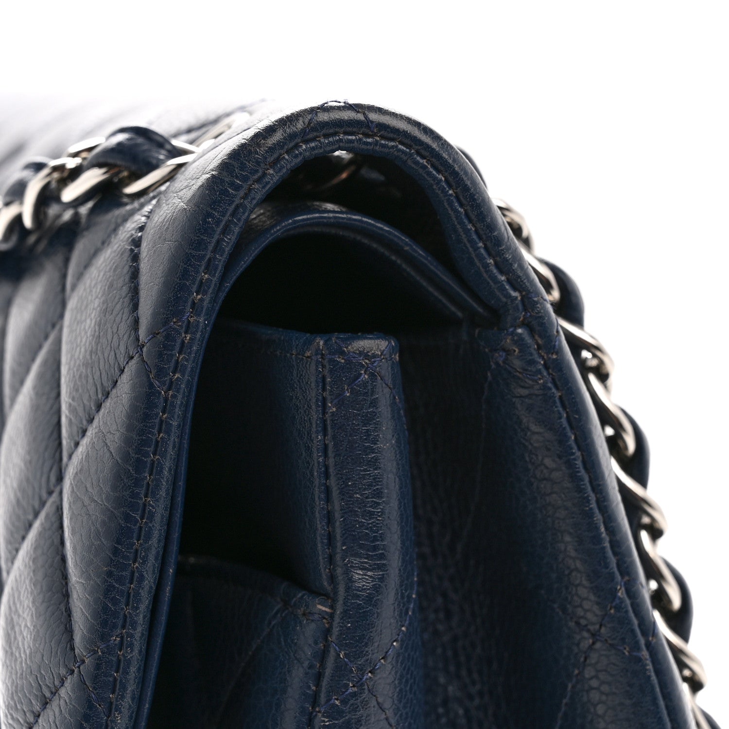 Chanel Caviar Quilted Maxi Double Flap Navy Blue