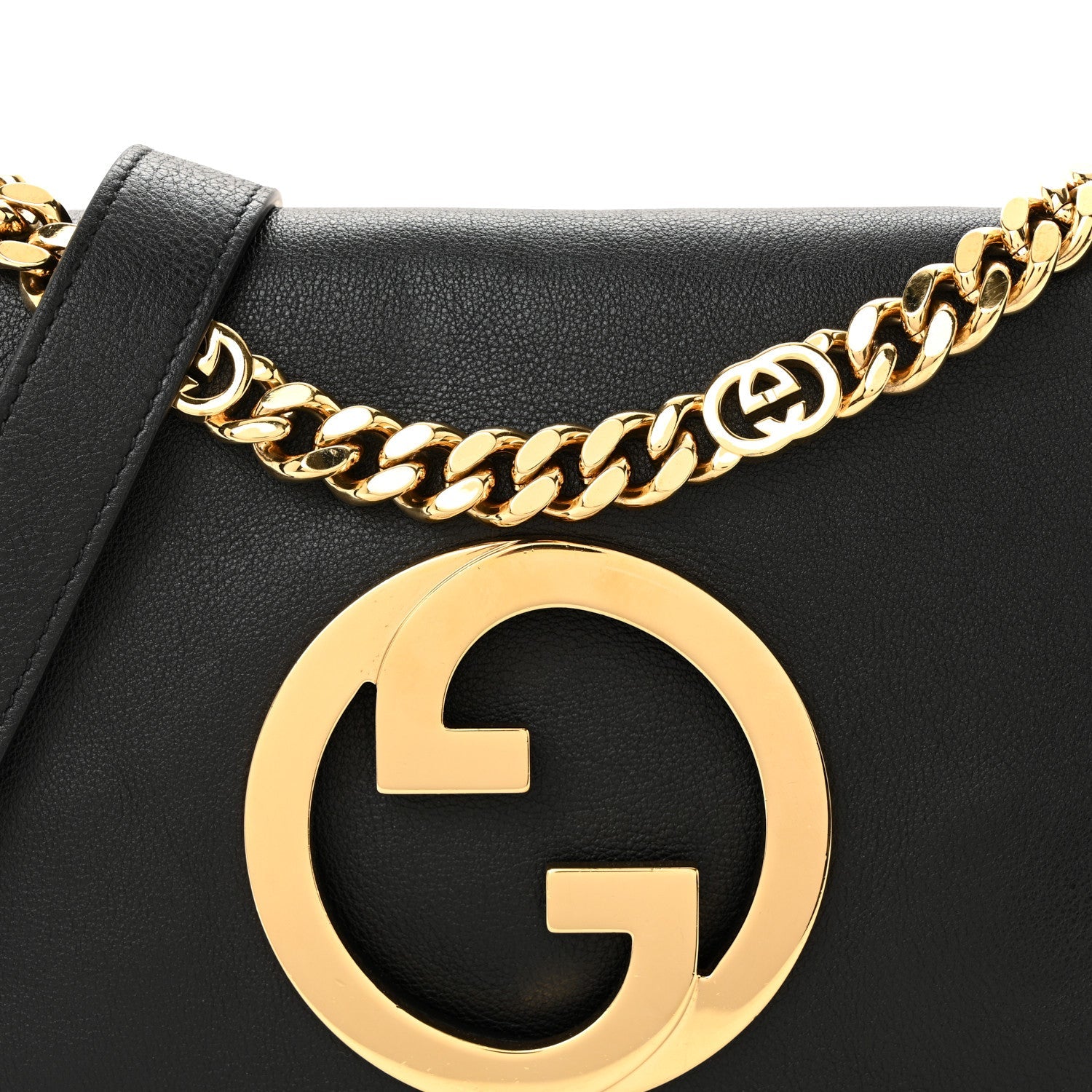 Gucci Roxy Calfskin Blondie Chain Shoulder Flap Bag Black