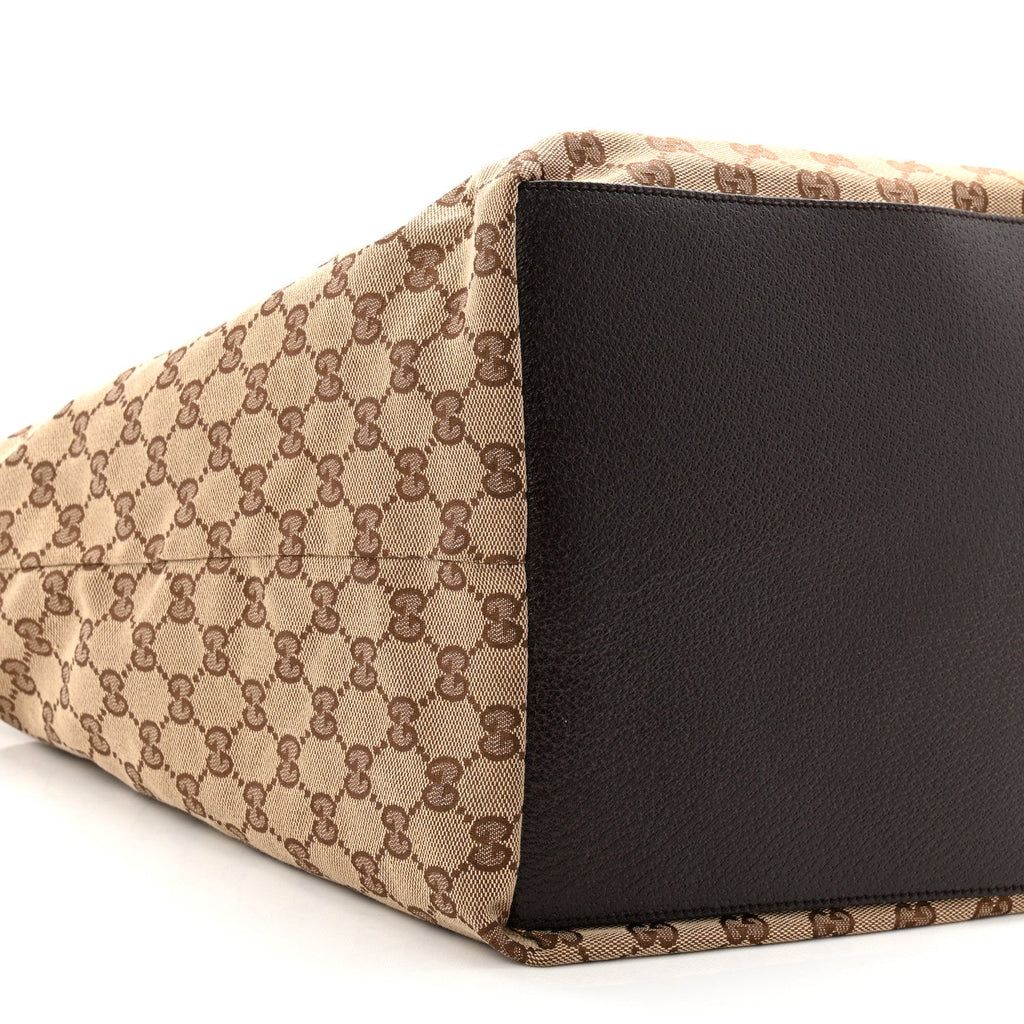 Gucci GG Monogram Large Web Handle Bucket Tote Dark Brown