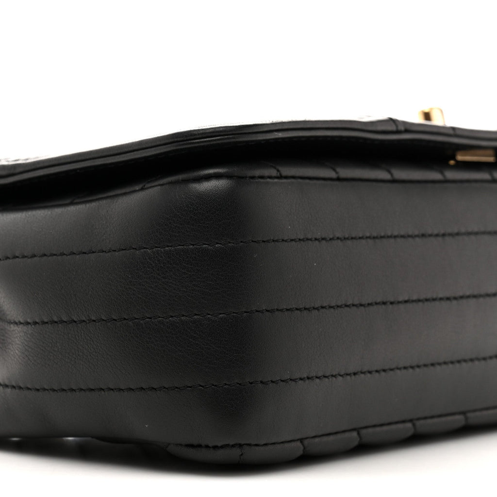 Chanel Calfskin Chevron Quilted Small Statement Flap Black