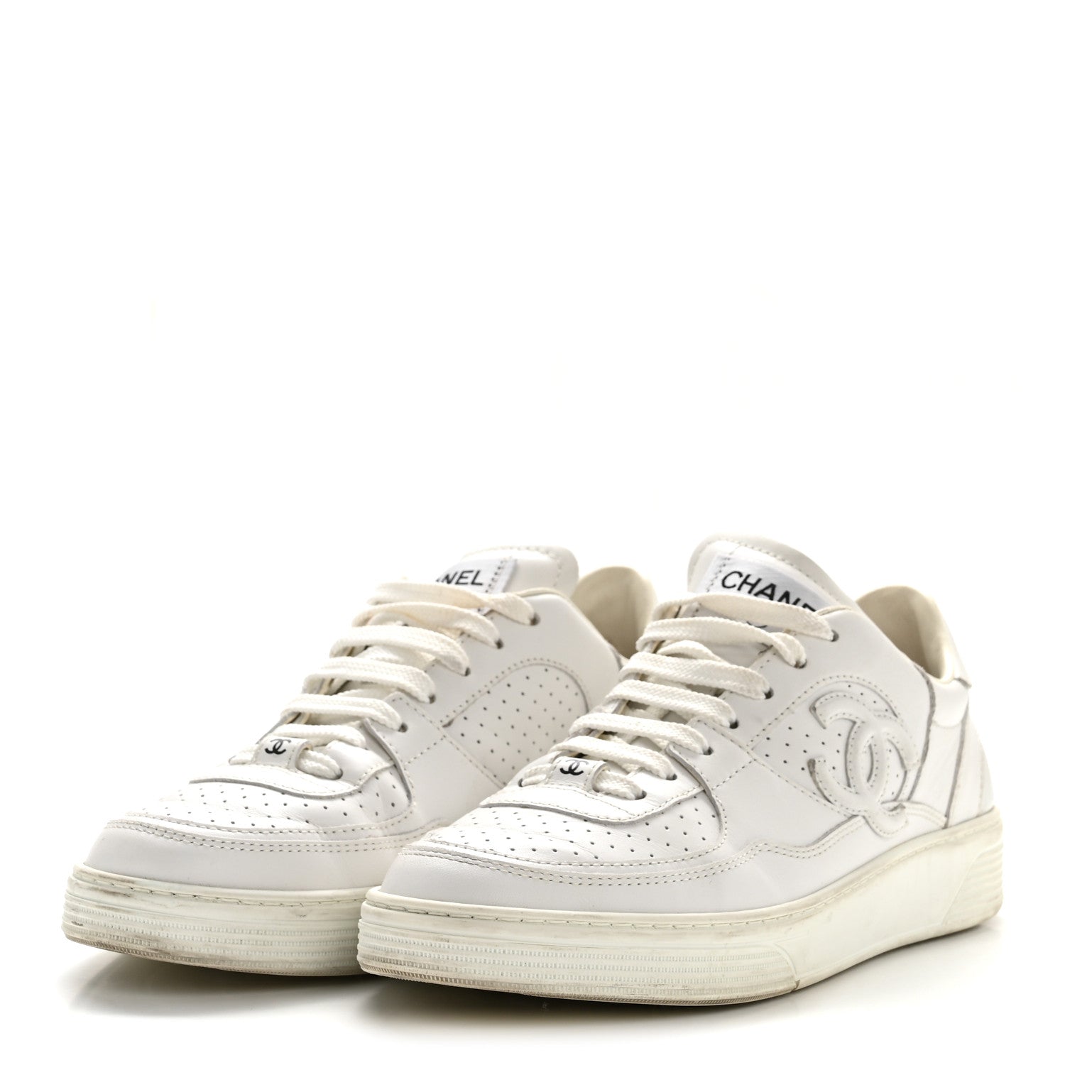 Calfskin CC Womens Sneakers 38 White