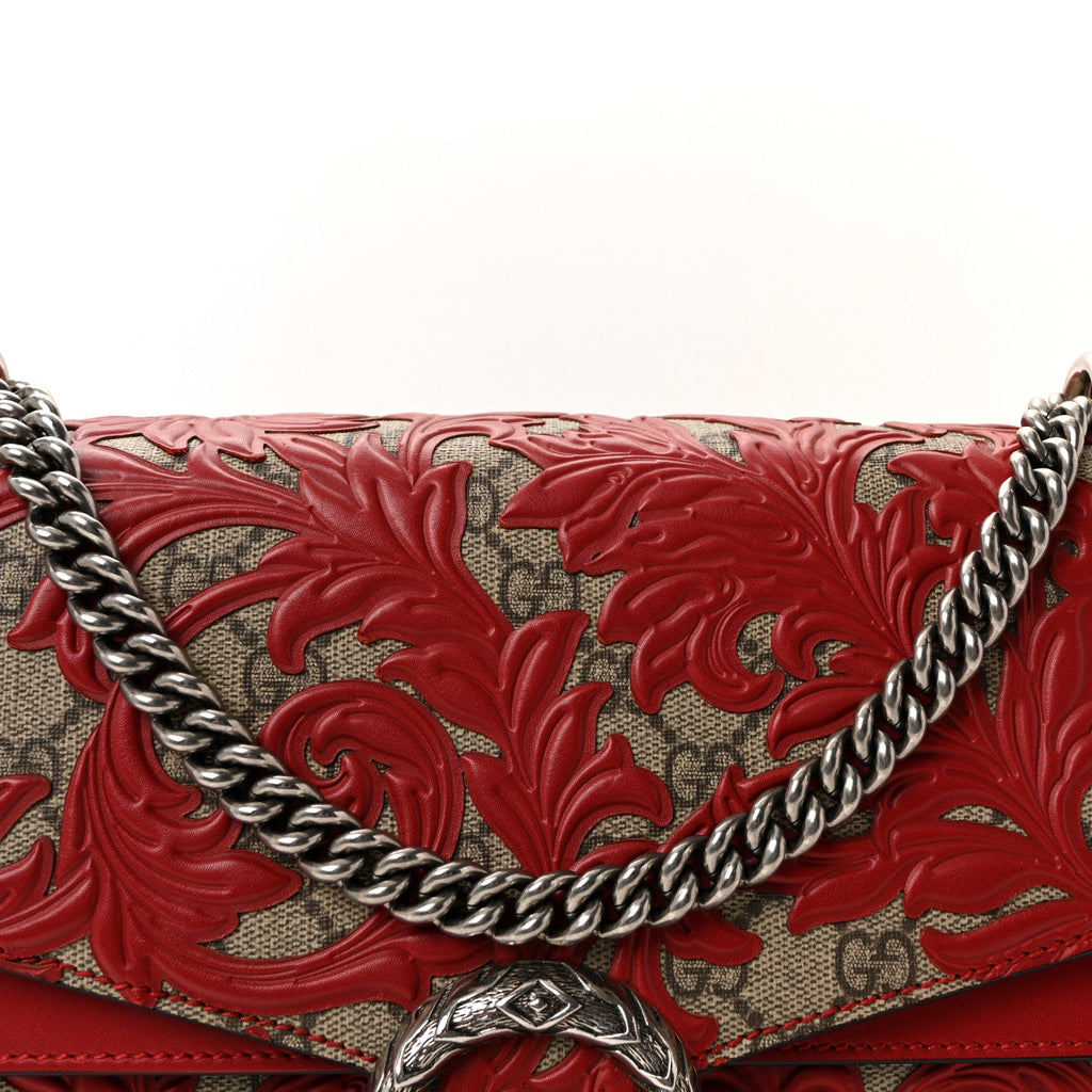 Gucci GG Supreme Monogram Arabesque Medium Dionysus Shoulder Bag Hibiscus Red