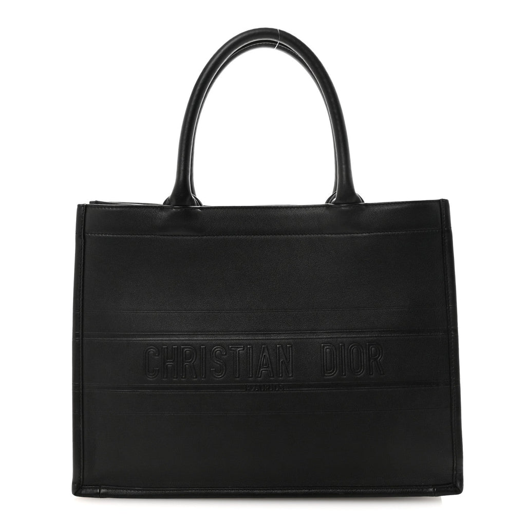 Christian Dior Calfskin Embossed Medium Book Tote Black