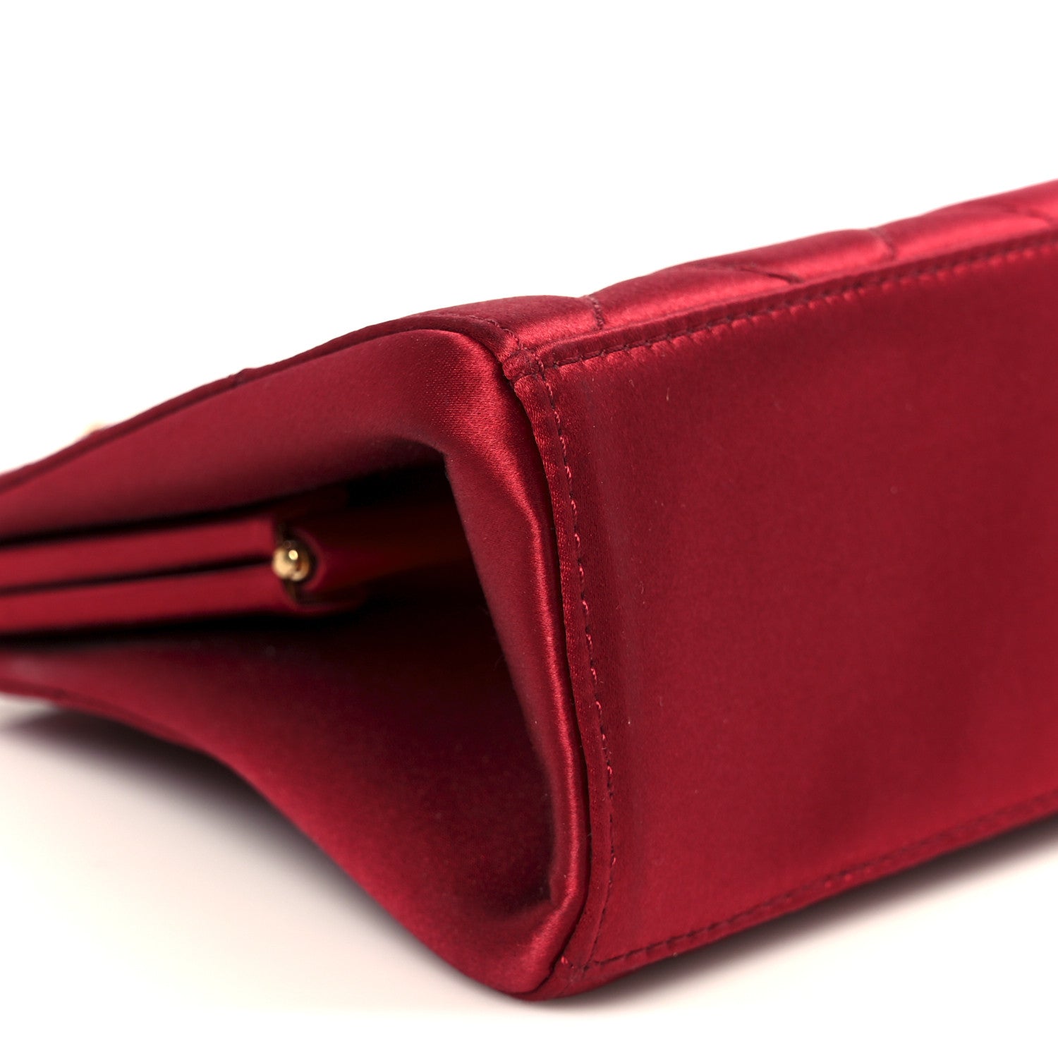 Chanel Satin Quilted CC Kisslock Clutch Red