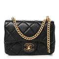 Chanel Lambskin Enamel Quilted Mini Pending CC Square Flap Black