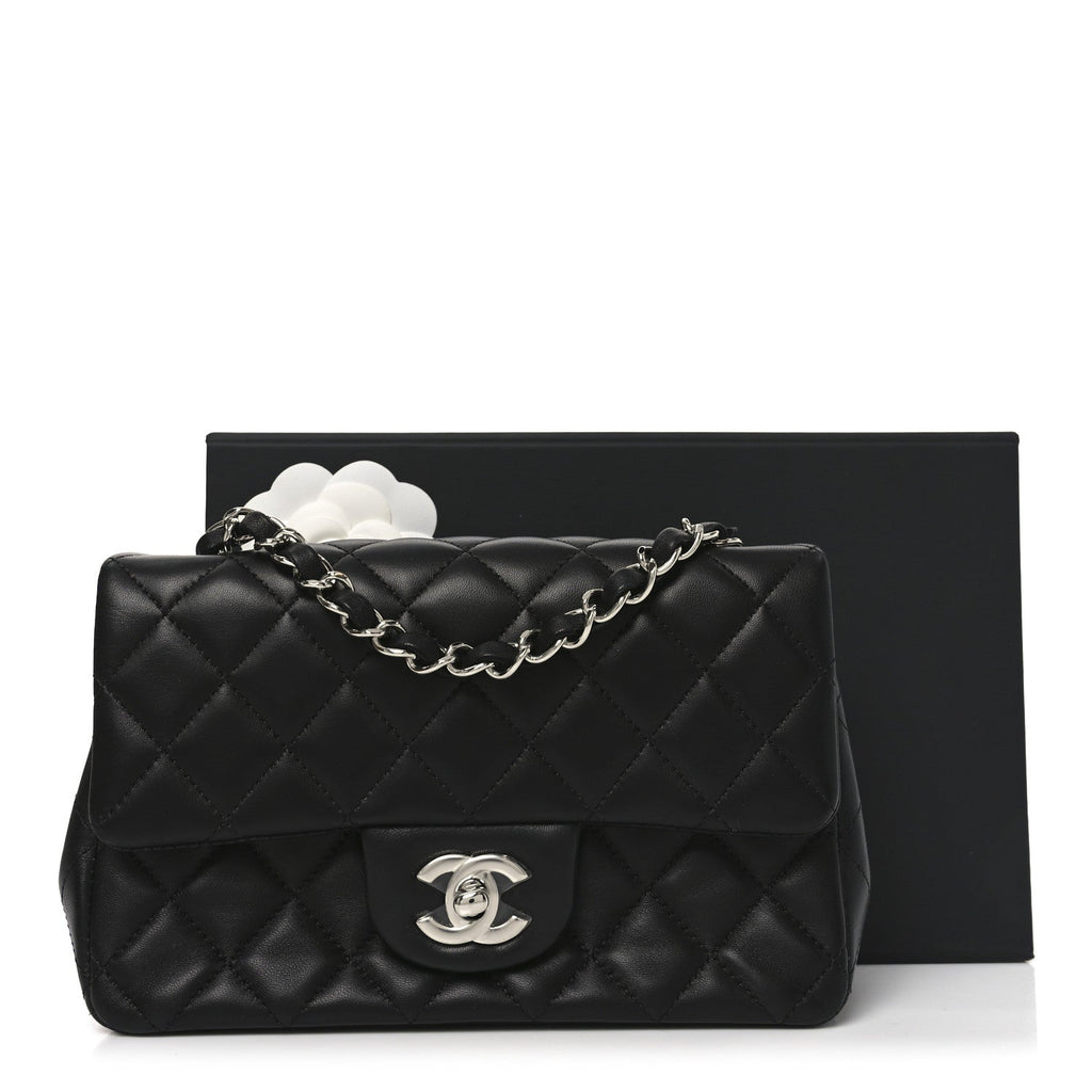 Chanel Lambskin Quilted Mini Rectangular Flap Black