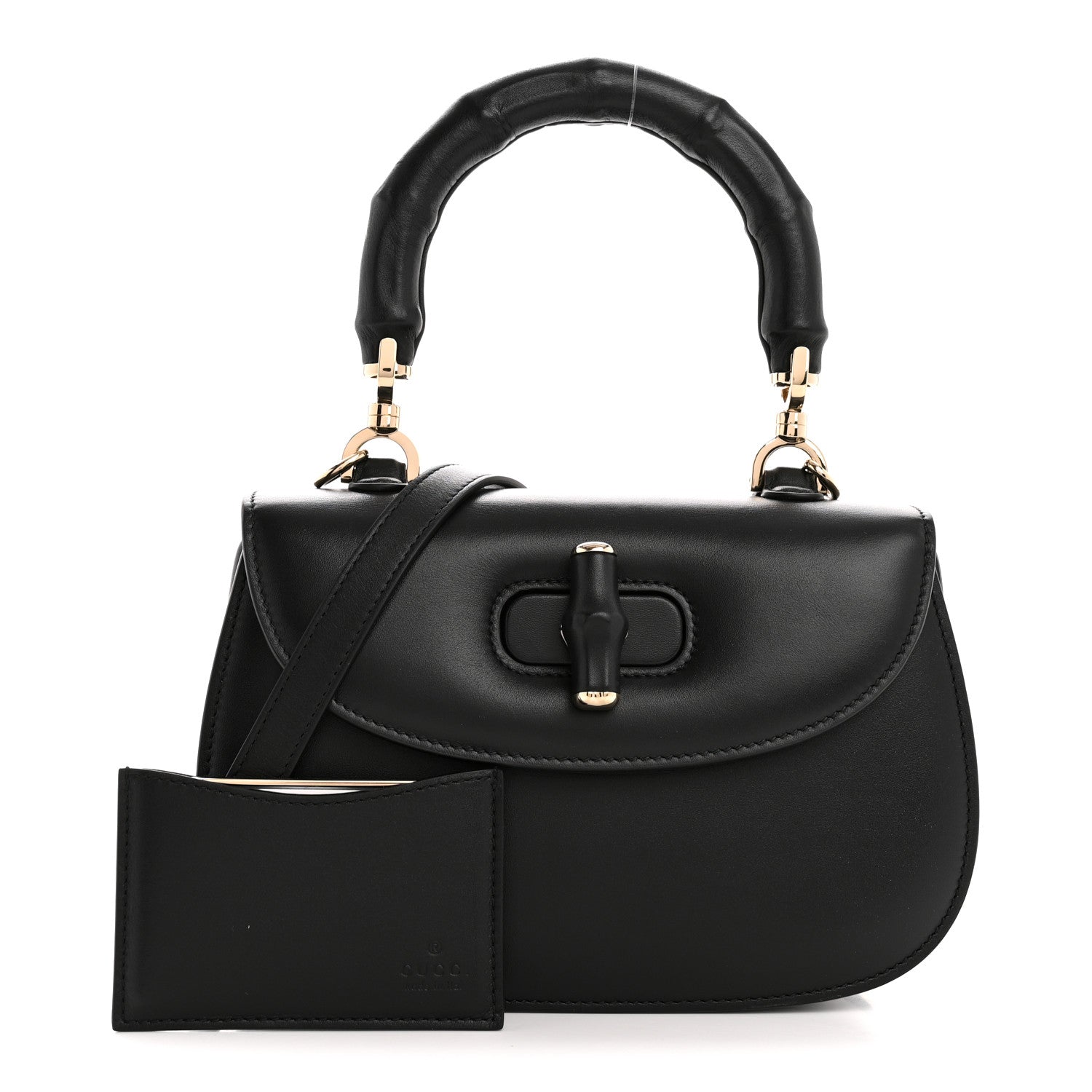 Gucci Boarded Dyana Lux Calfskin Web Monochrome Small Bamboo 1947 Top Handle Bag Black
