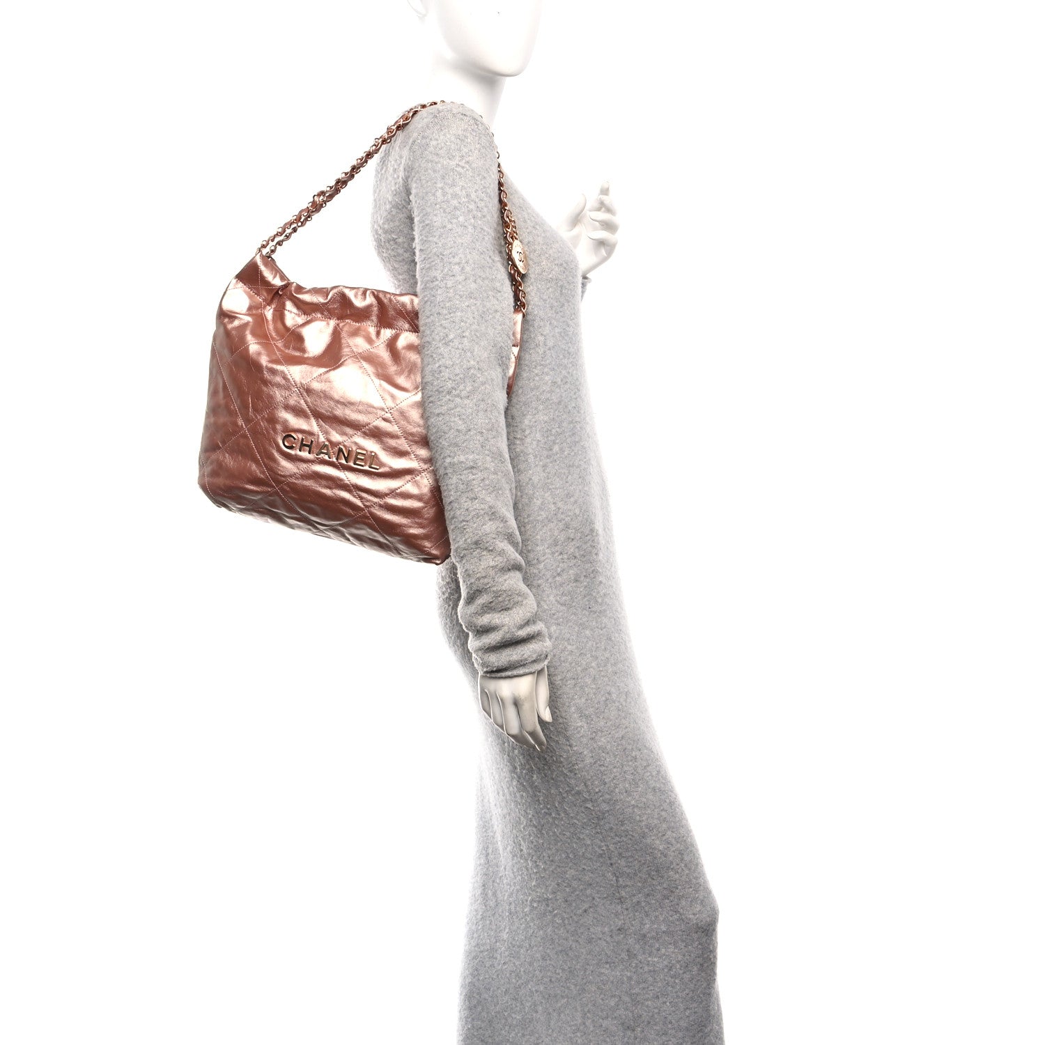 Chanel Metallic Calfskin Quilted Small Chanel 22 Pink