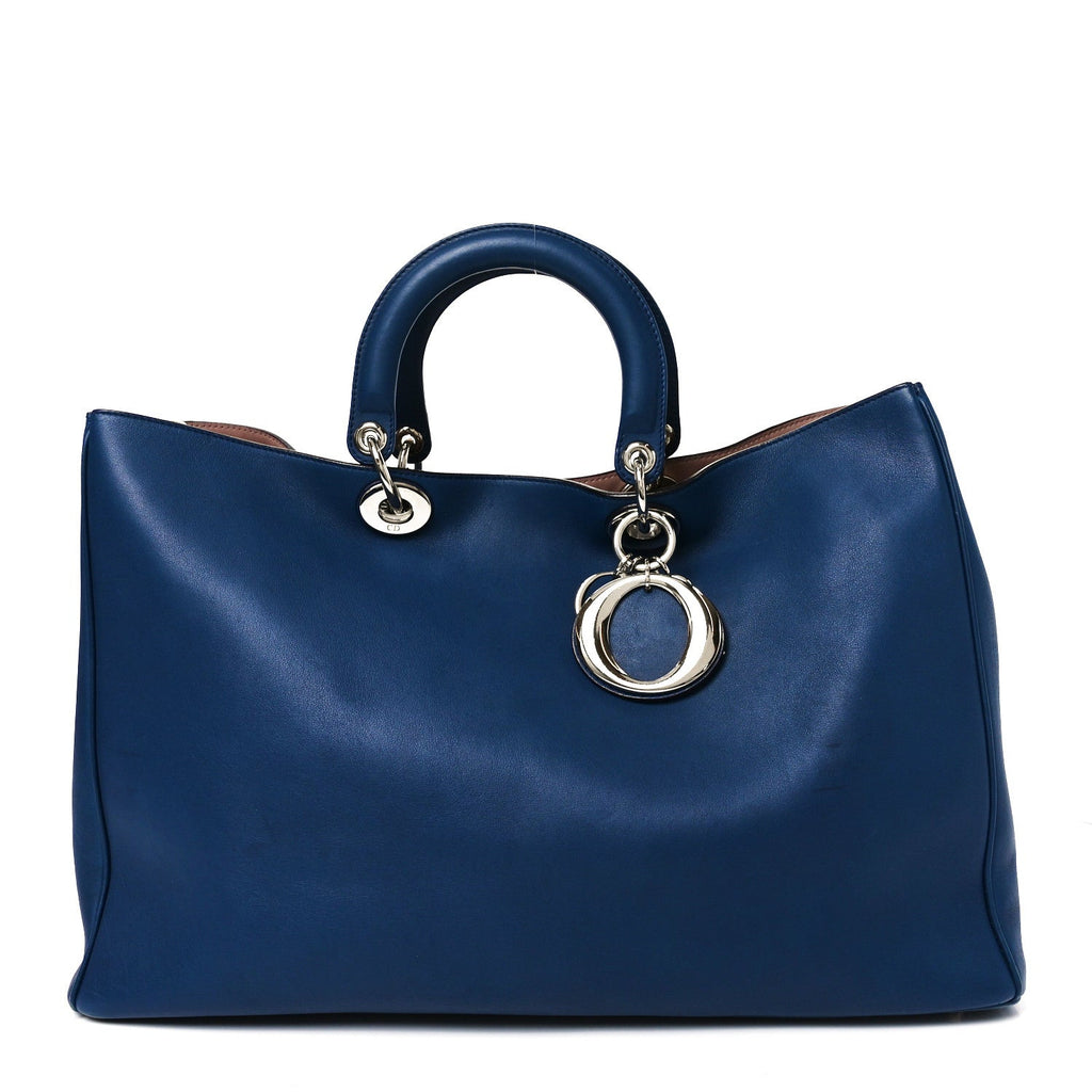Christian Dior Smooth Calfskin Large Diorissimo Tote Blue