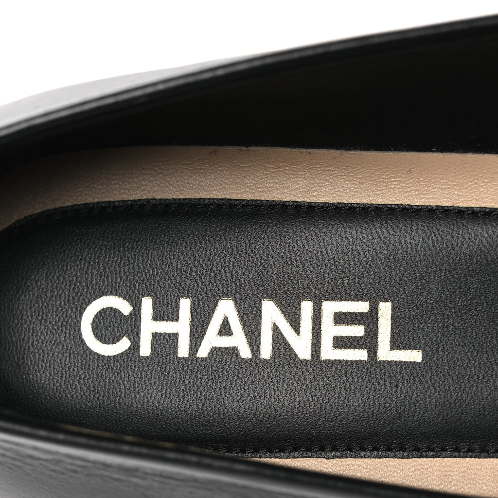 Chanel Shiny Calfskin CC Moccasins 41 Black