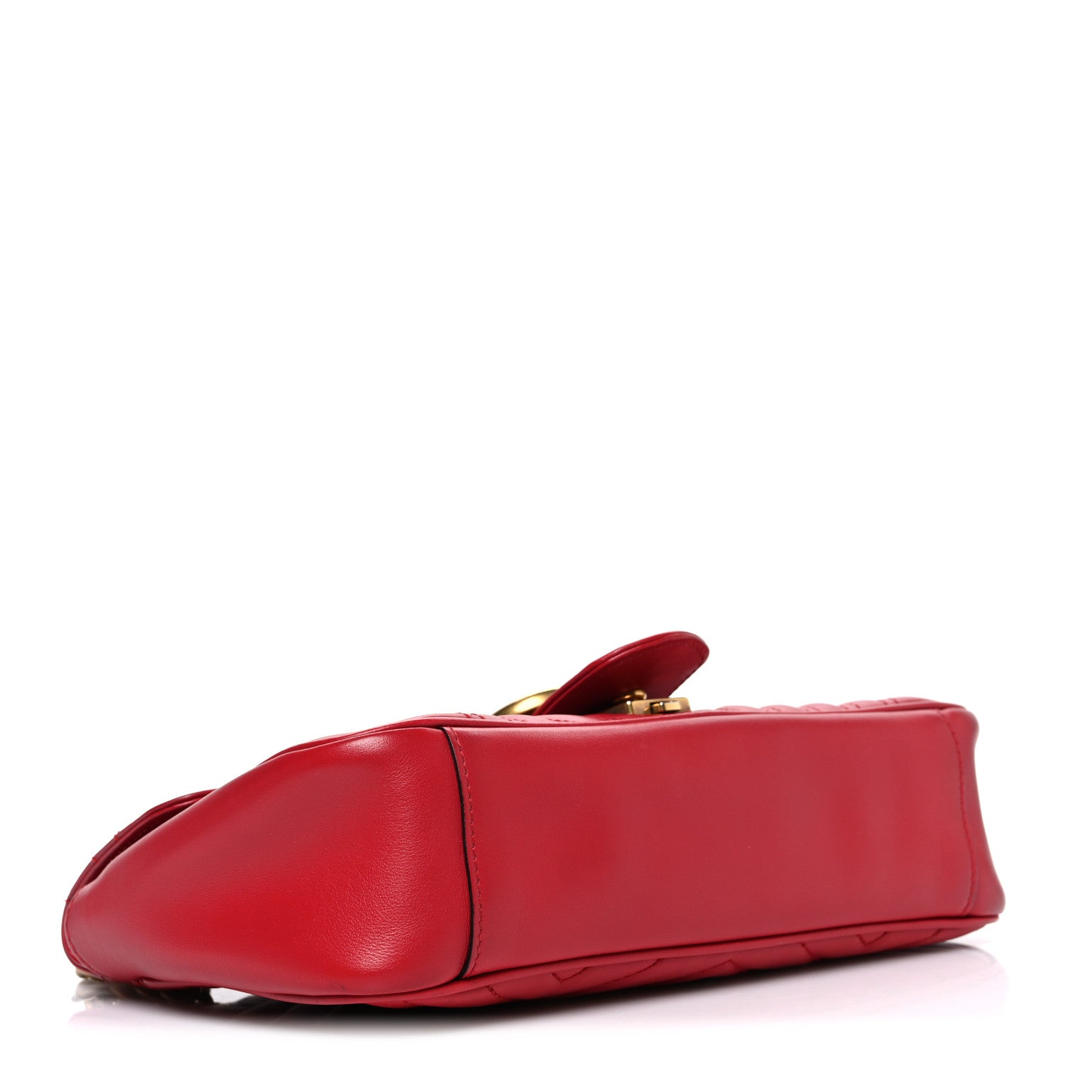 Gucci Calfskin Matelasse Small GG Marmont Shoulder Bag Hibiscus Red